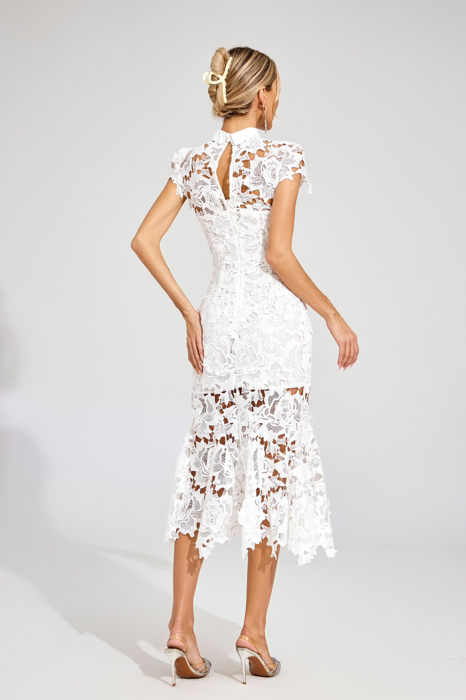 Hal White Fishtail Lace Cut Out Dress