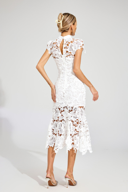Hal White Fishtail Lace Cut Out Dress