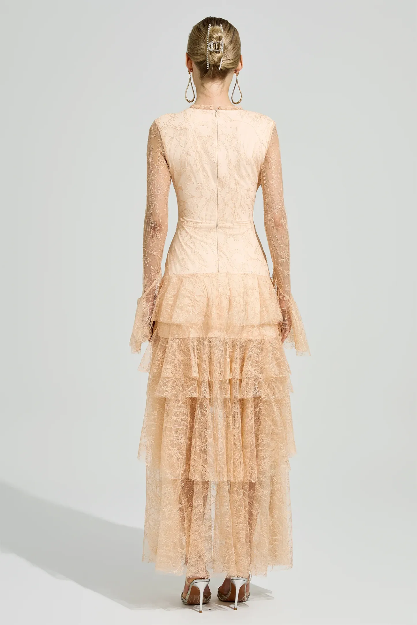 Abakanowicz Champagne V-Neck Formal Dress