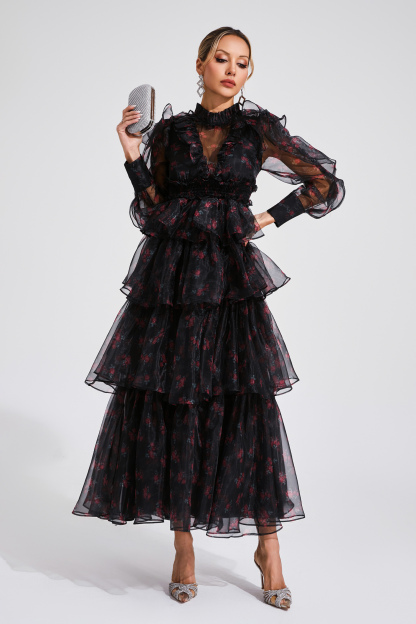 Romeo Black Floral Mesh Dress
