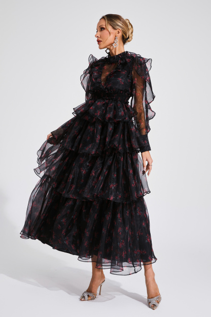 Romeo Black Floral Mesh Dress