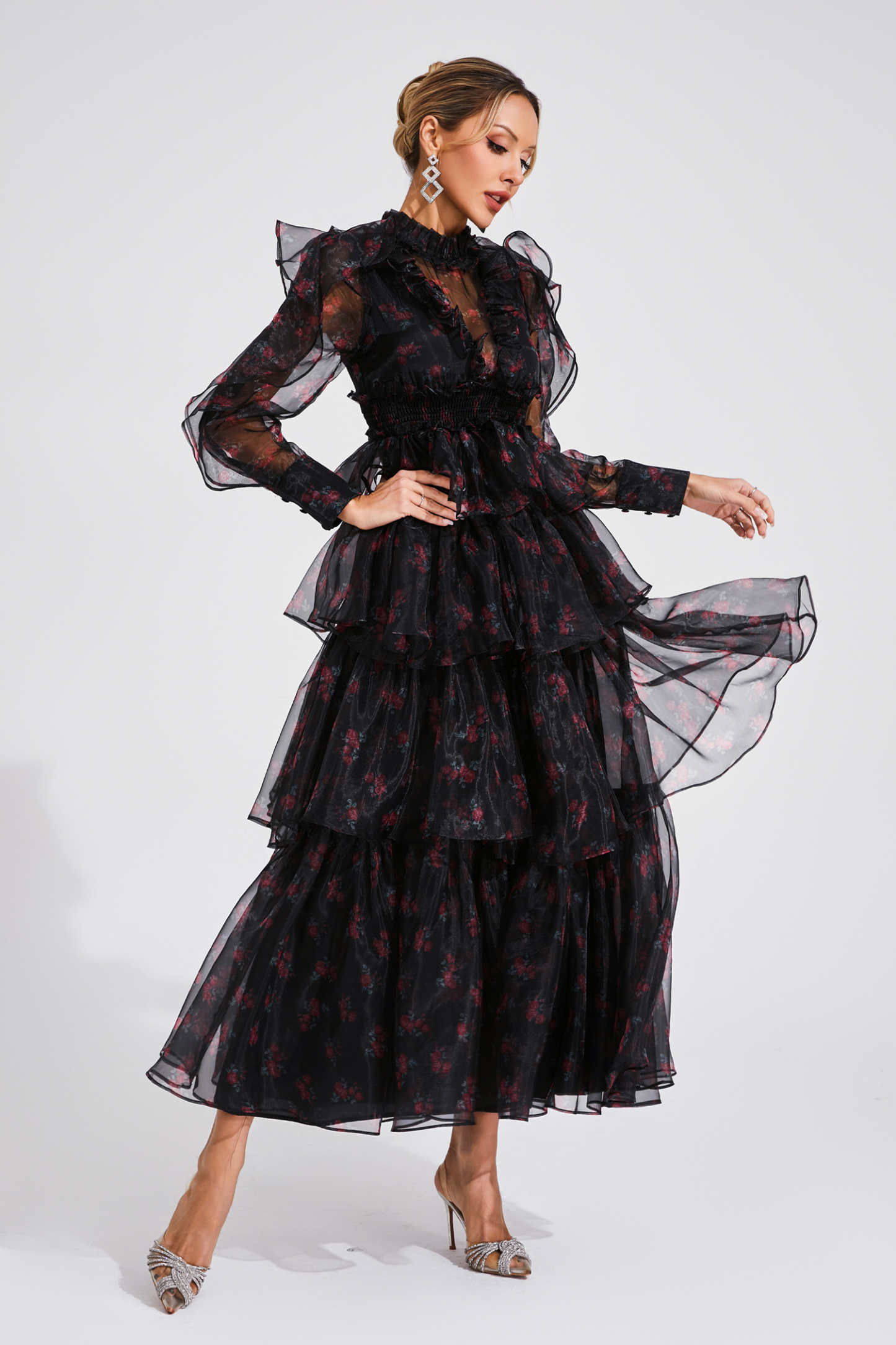 Romeo Black Floral Mesh Dress