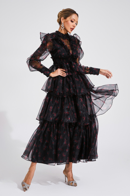 Romeo Black Floral Mesh Dress