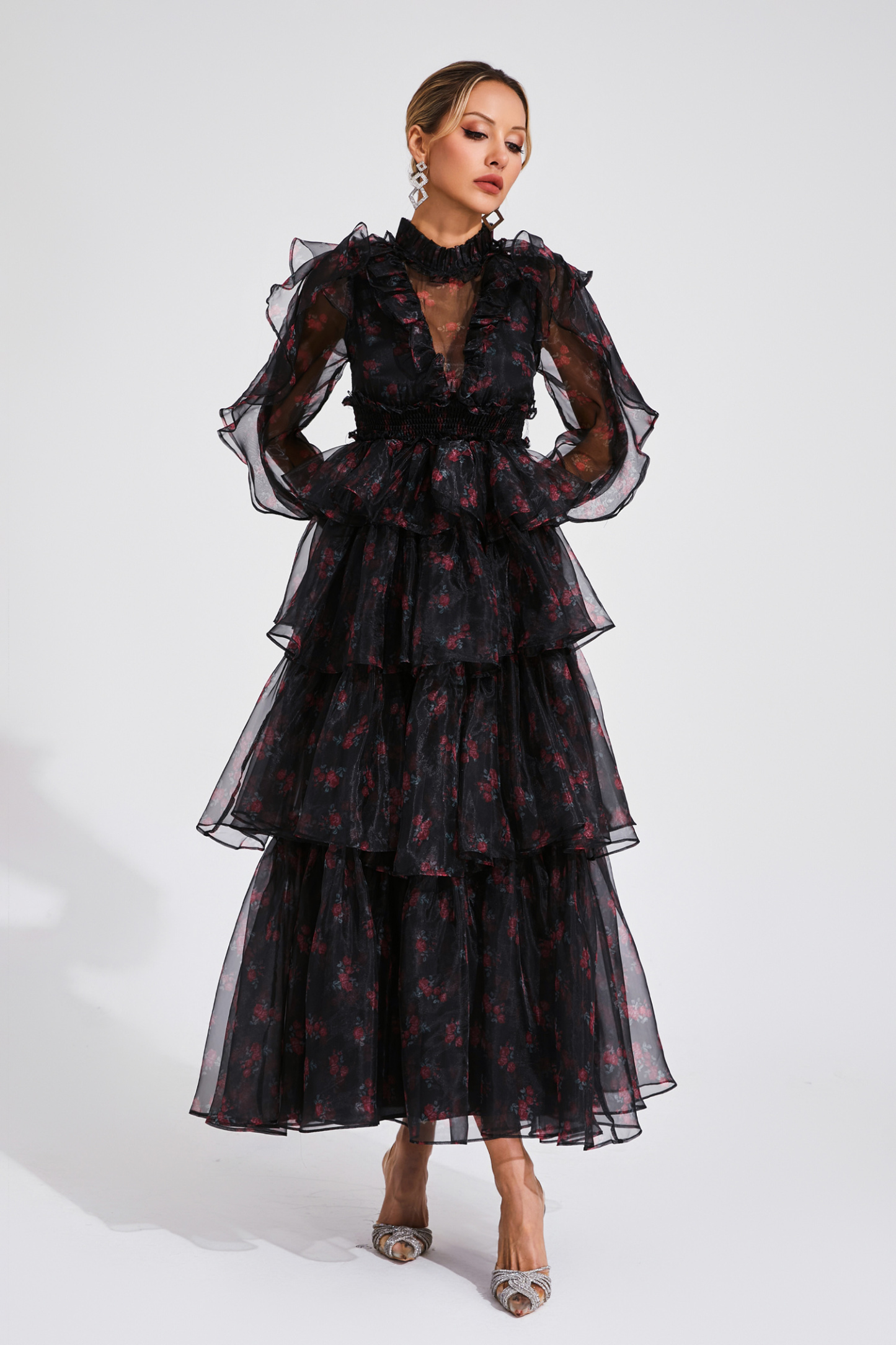 Romeo Black Floral Mesh Dress