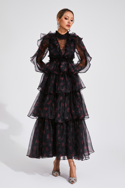 Romeo Black Floral Mesh Dress