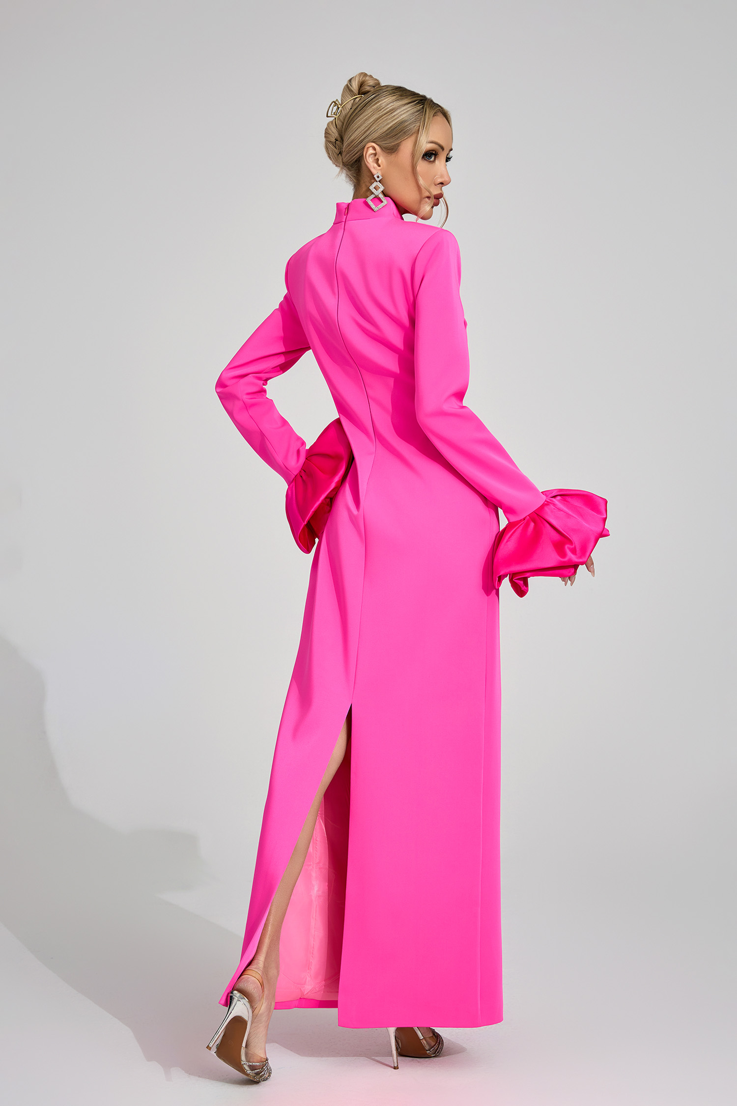 Zelda Pink Puff Sleeve Maxi Dress