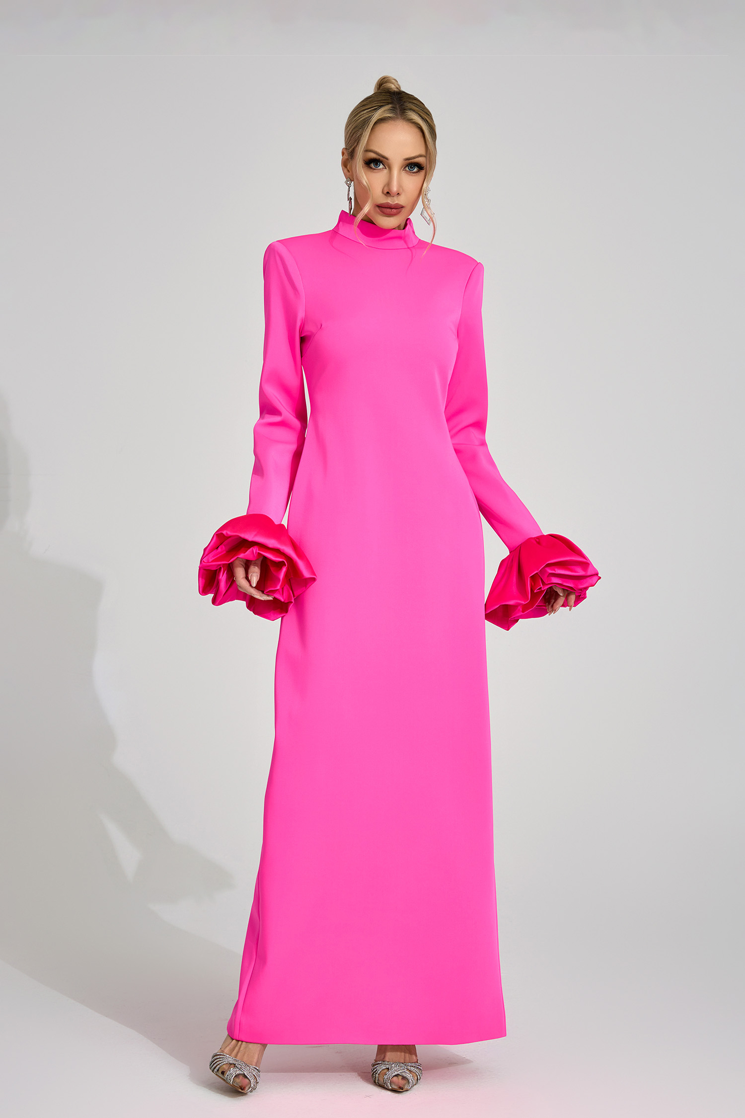 Zelda Pink Puff Sleeve Maxi Dress