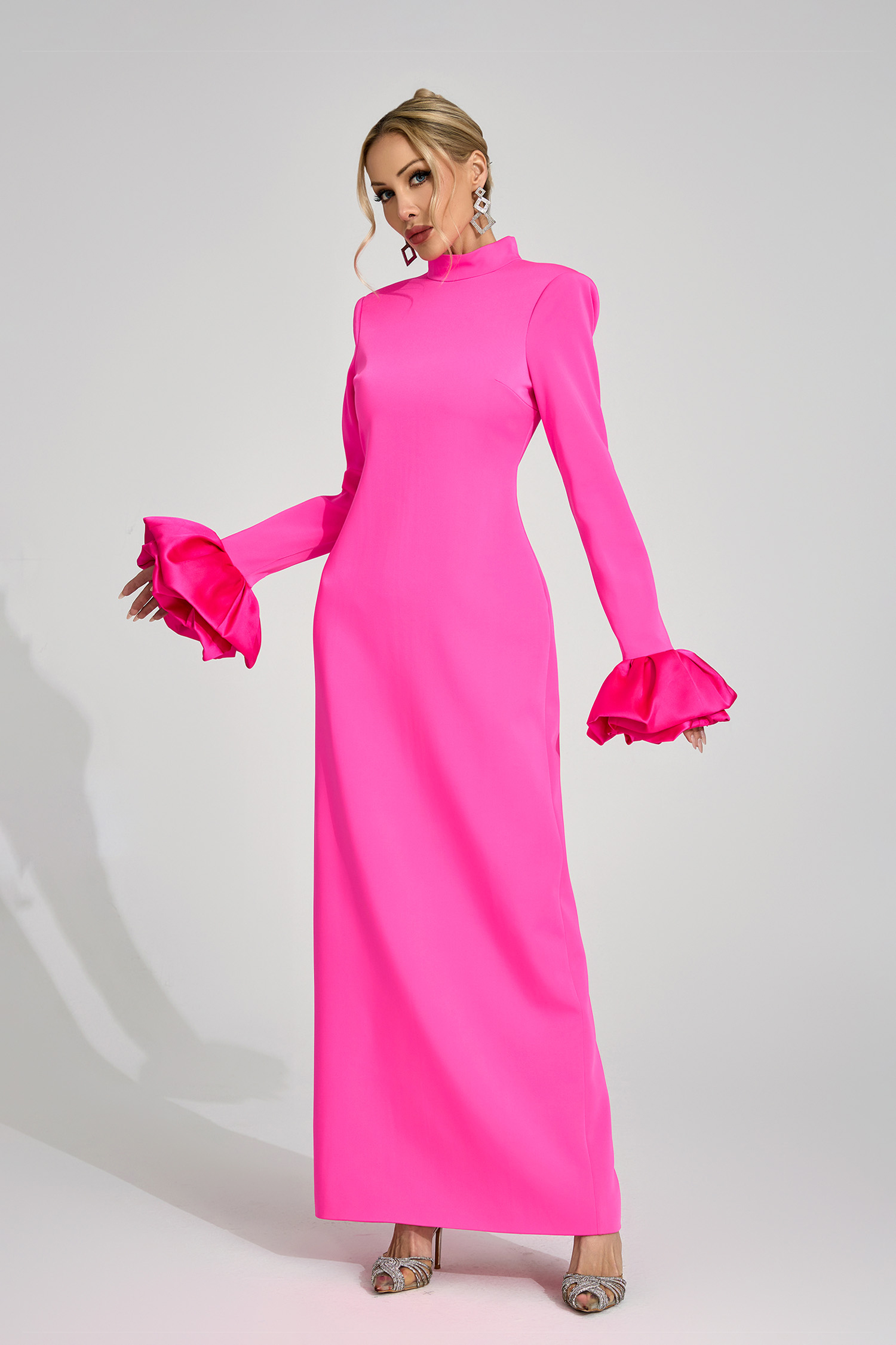 Zelda Pink Puff Sleeve Maxi Dress