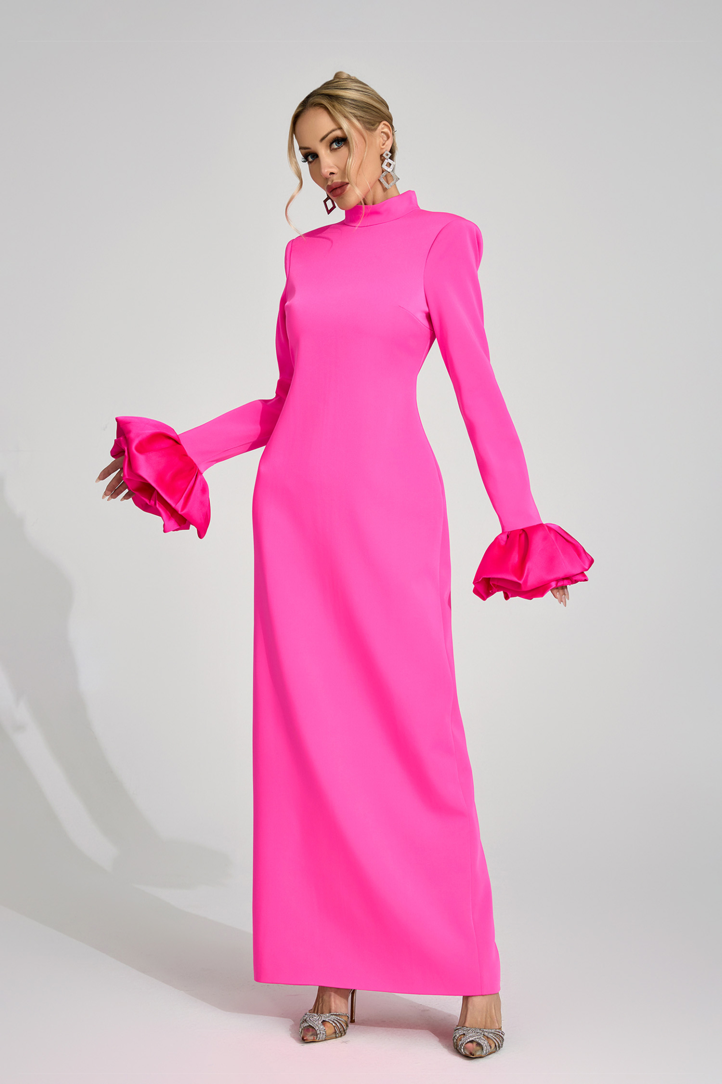 Zelda Pink Puff Sleeve Maxi Dress