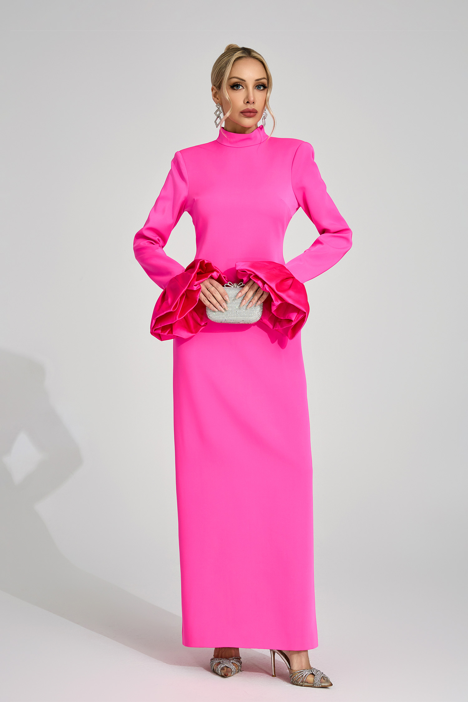 Zelda Pink Puff Sleeve Maxi Dress