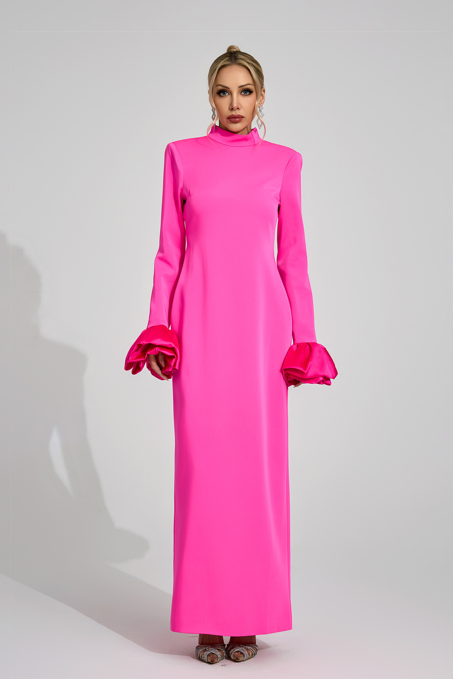 Zelda Pink Puff Sleeve Maxi Dress