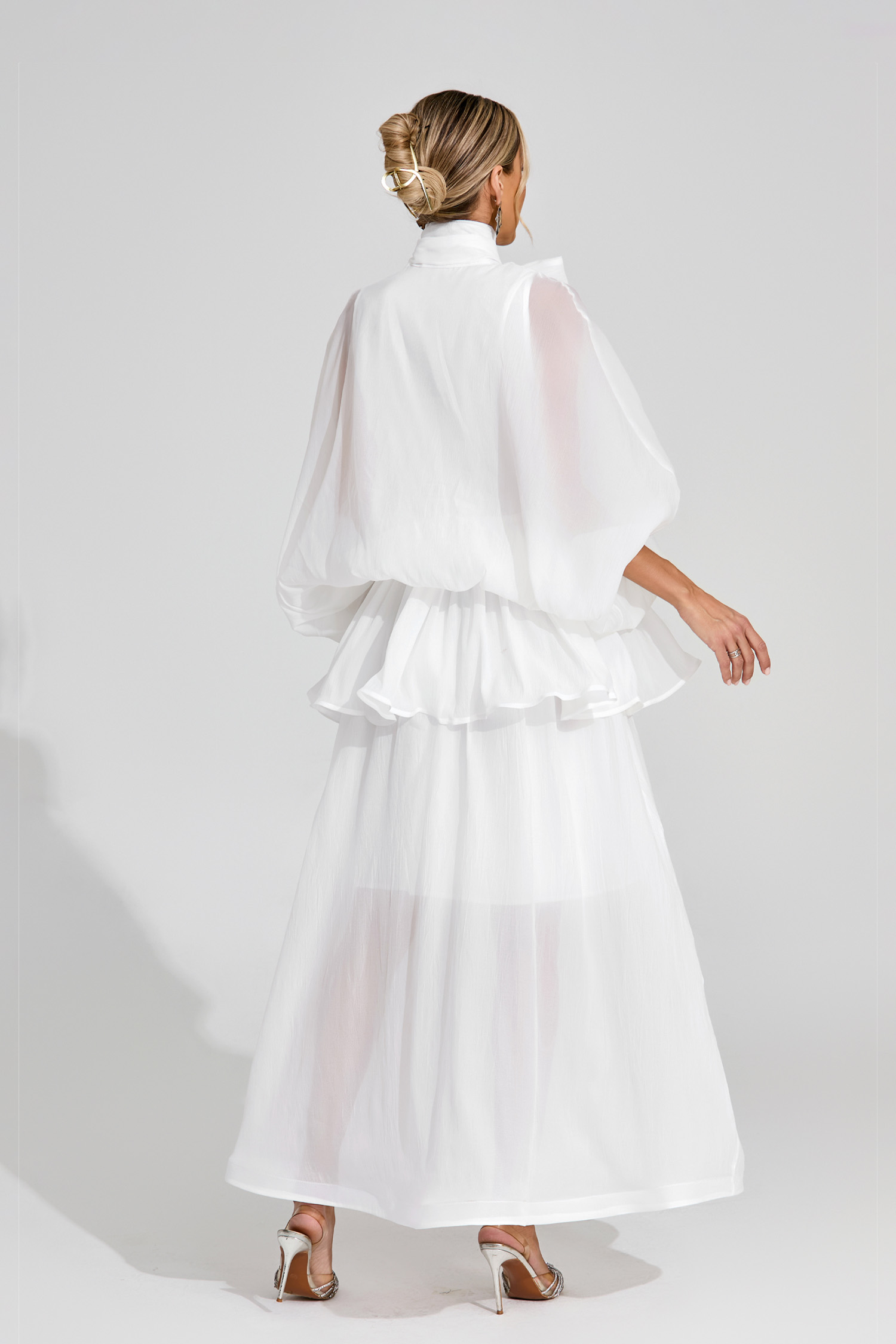 Sheridan White Sheer Bow Dress