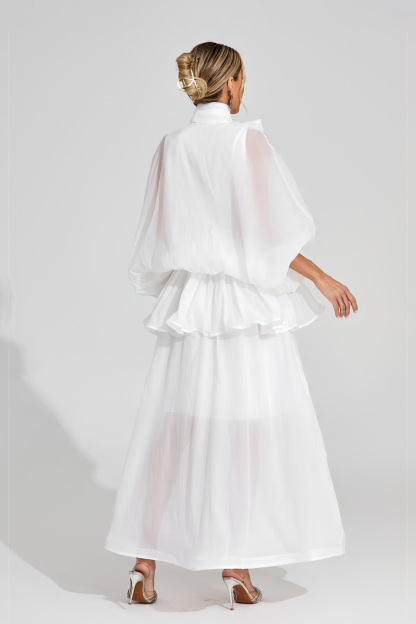 Sheridan White Sheer Bow Dress