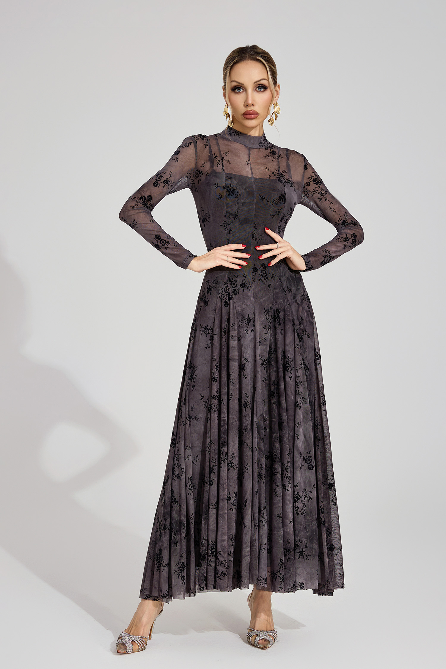Tide Black Floral Growth Maxi Dress
