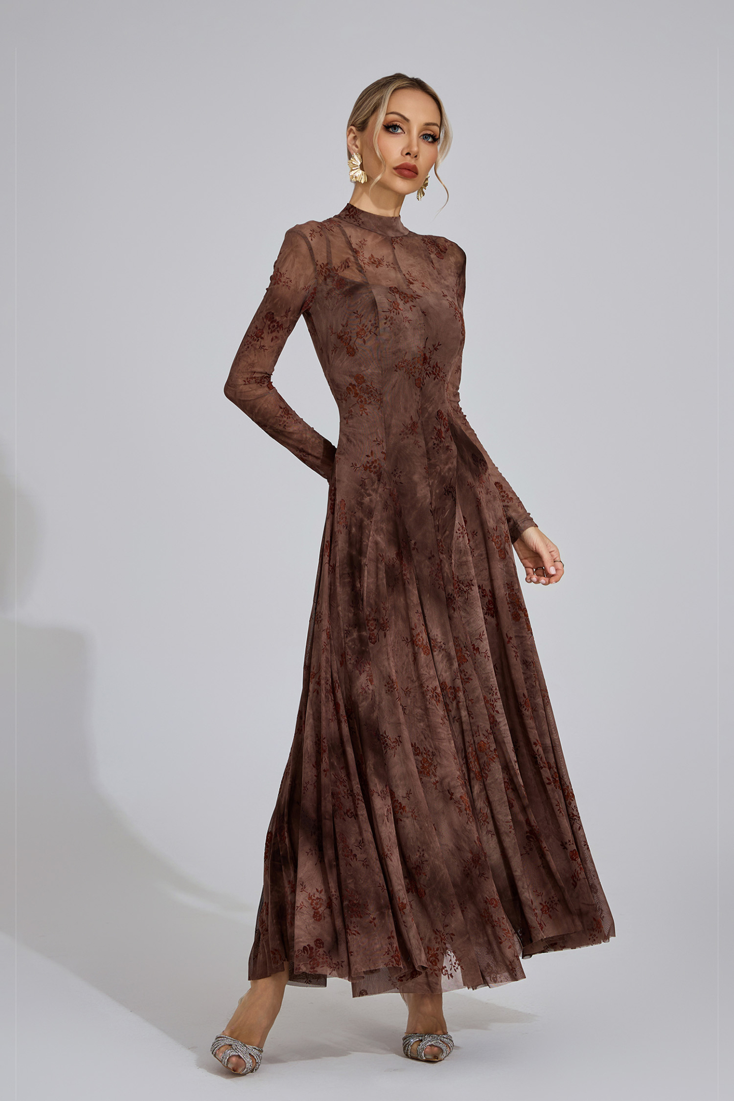 Tide Khaki Floral Growth Maxi Dress