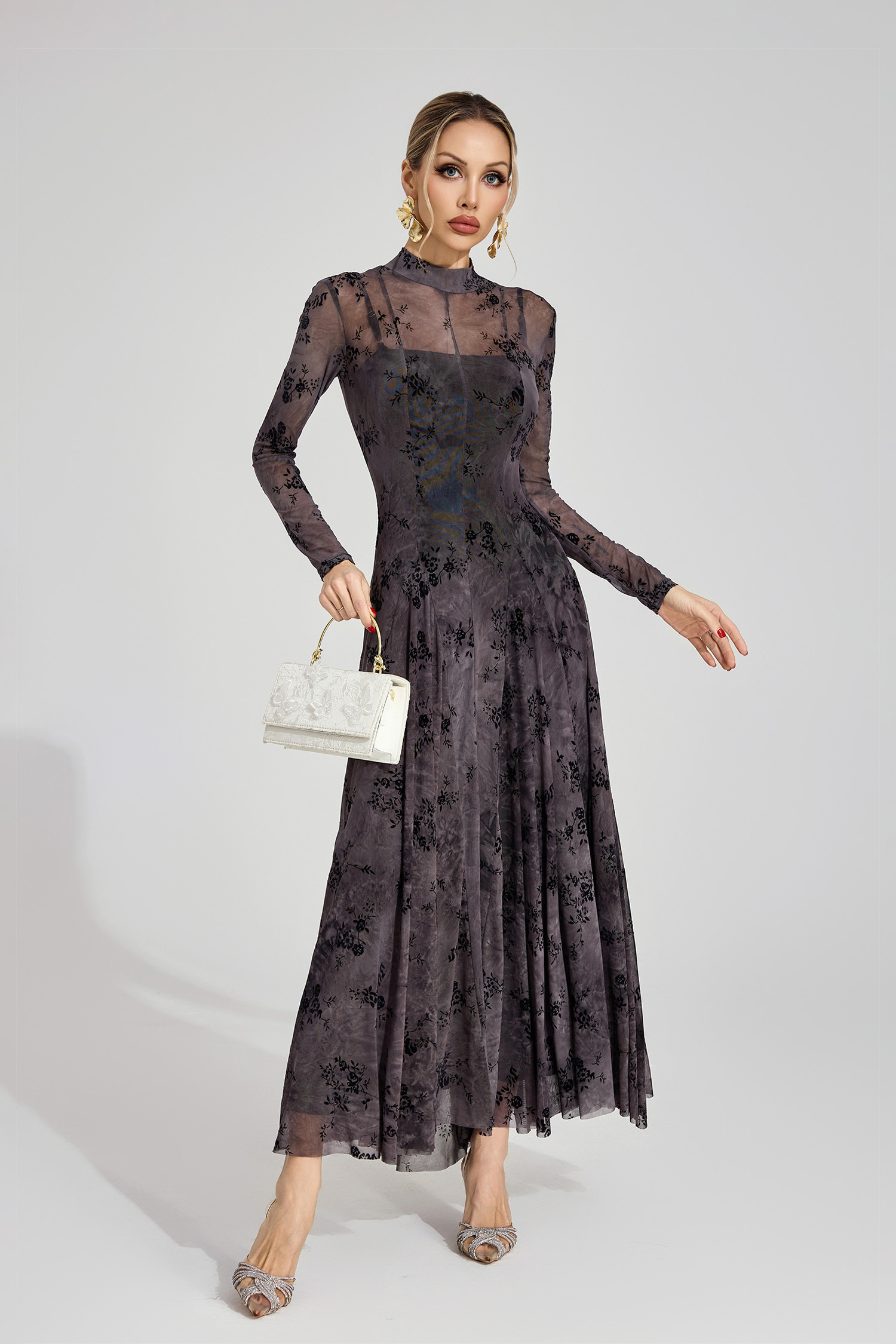Tide Black Floral Growth Maxi Dress