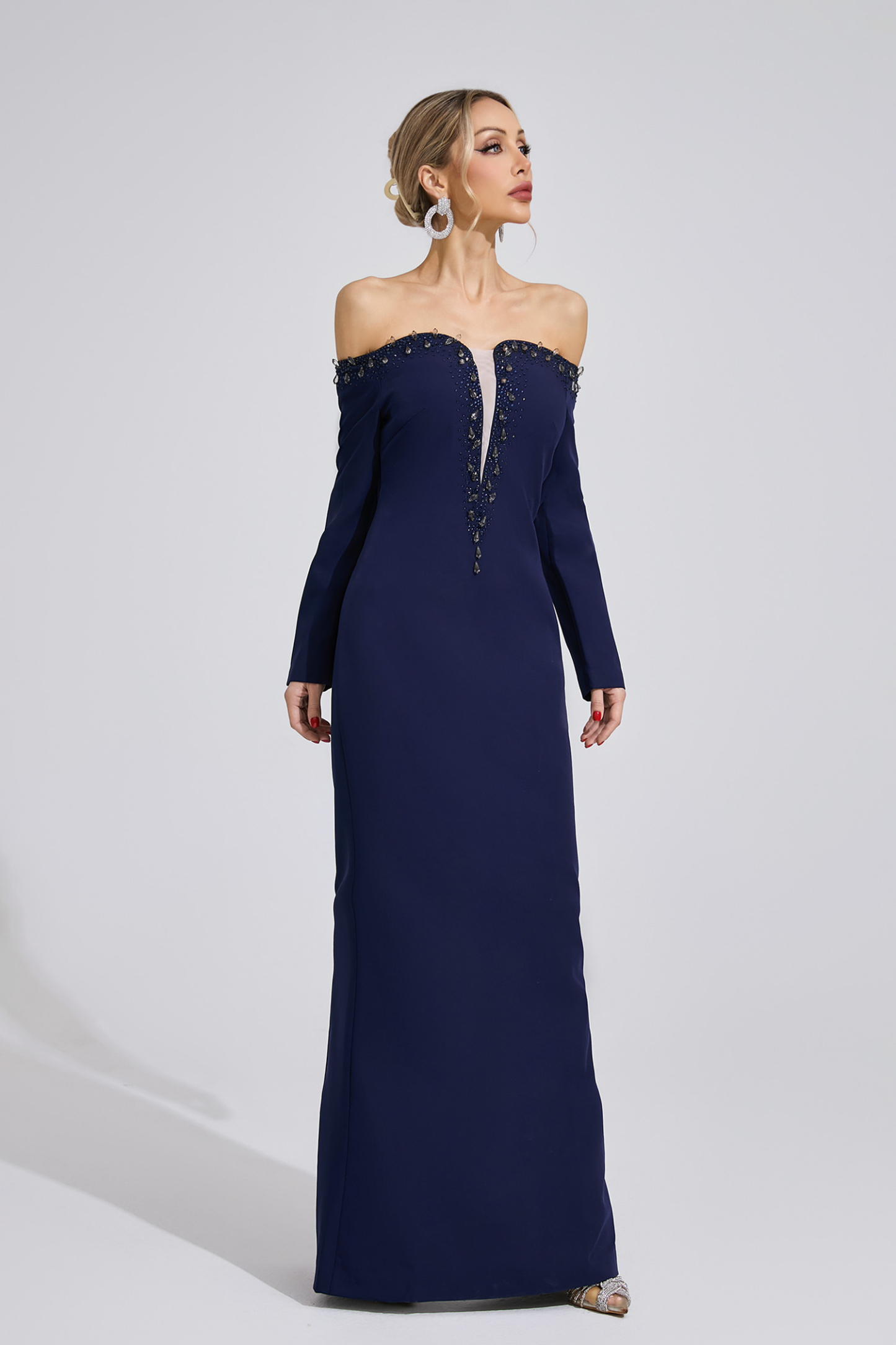 Mist Dark Blue Diamond Maxi Dress