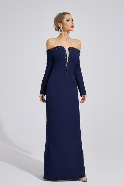 Mist Dark Blue Diamond Maxi Dress