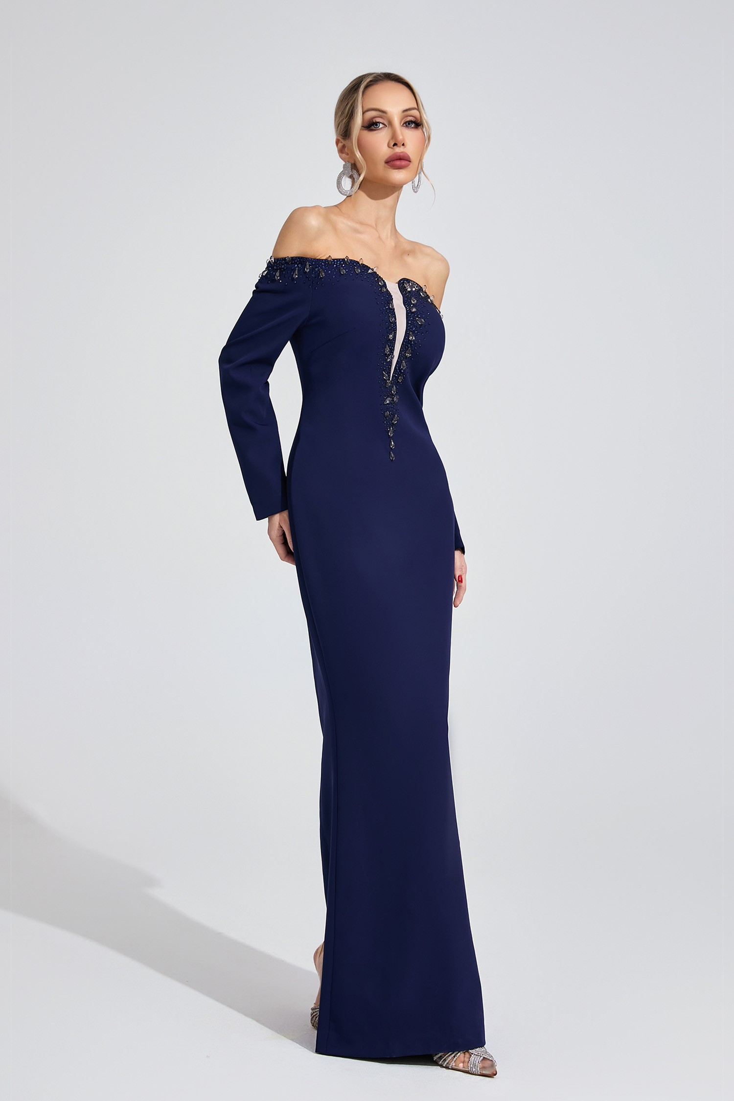 Mist Dark Blue Diamond Maxi Dress
