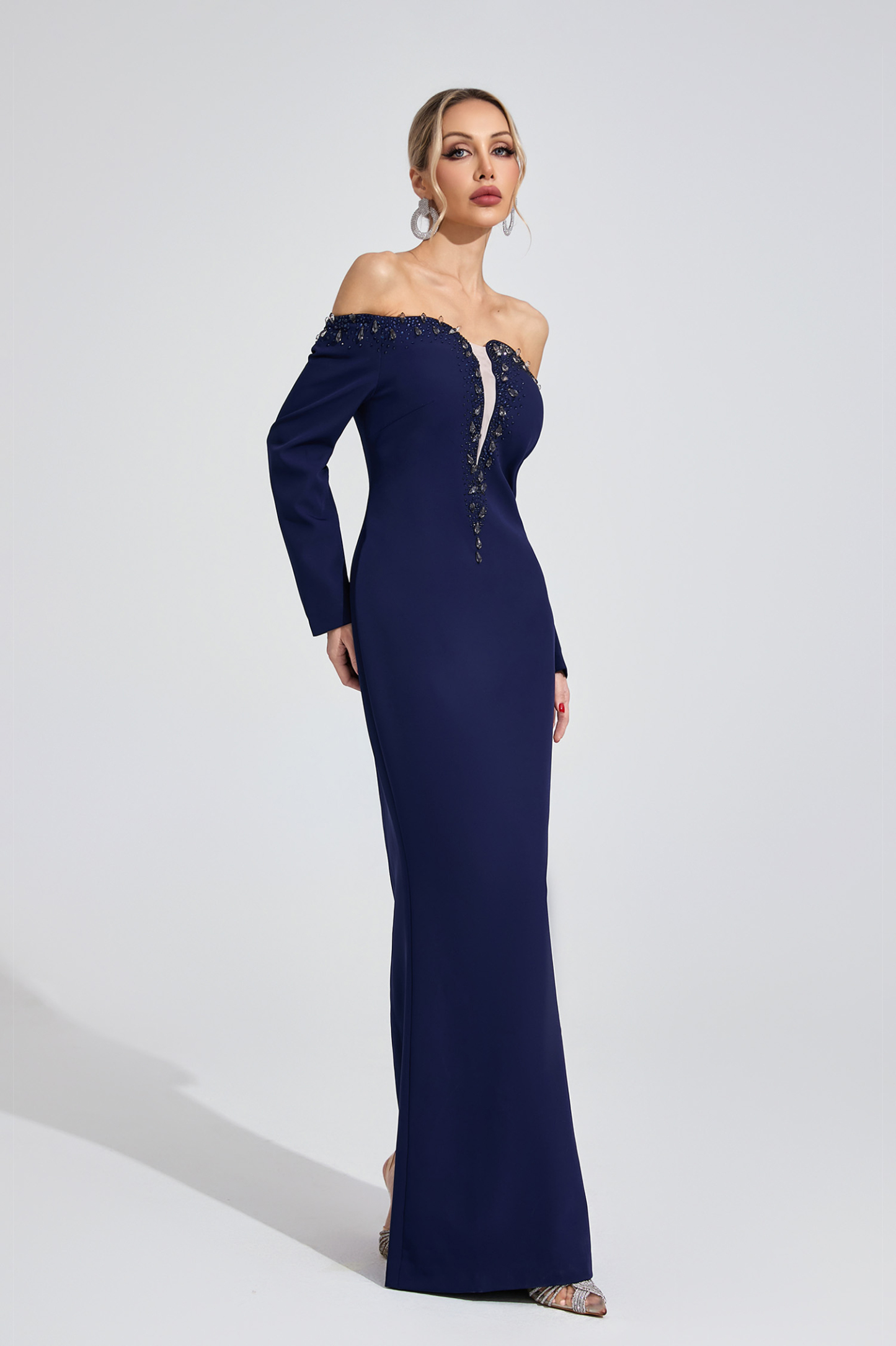 Mist Dark Blue Diamond Maxi Dress