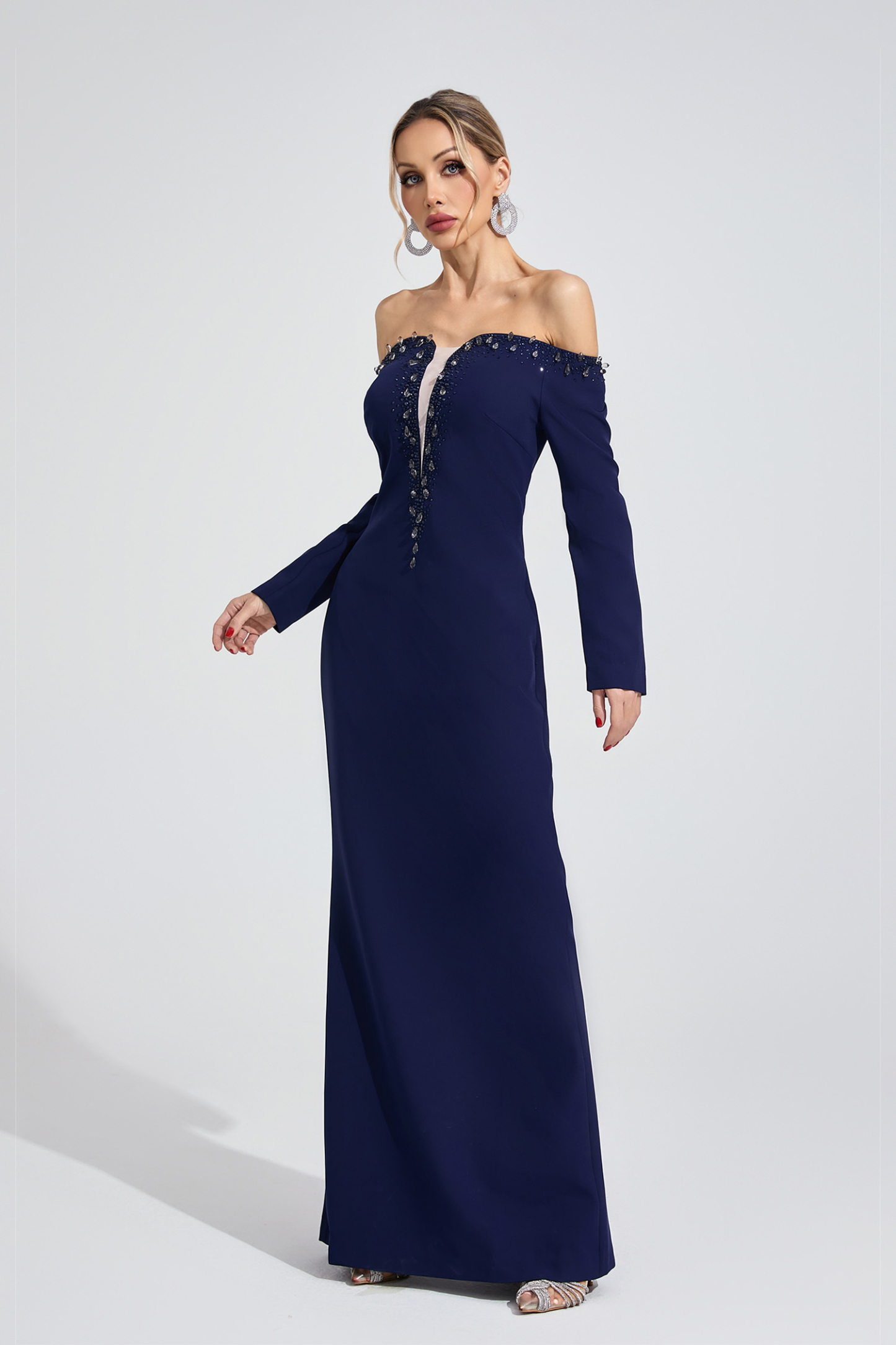 Mist Dark Blue Diamond Maxi Dress