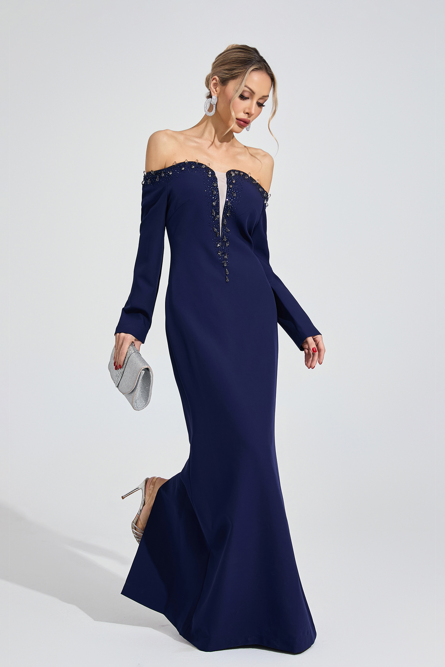 Mist Dark Blue Diamond Maxi Dress