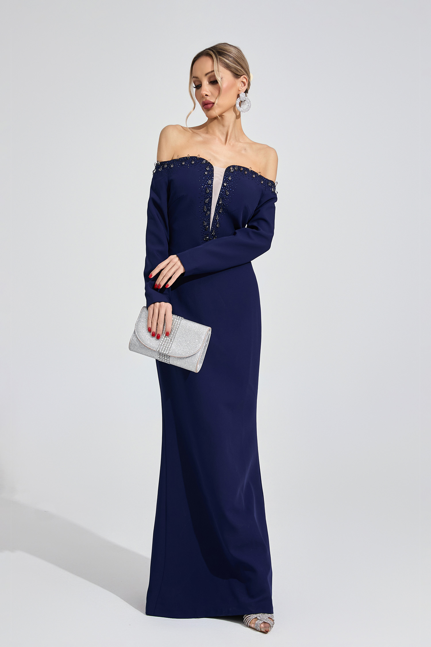 Mist Dark Blue Diamond Maxi Dress