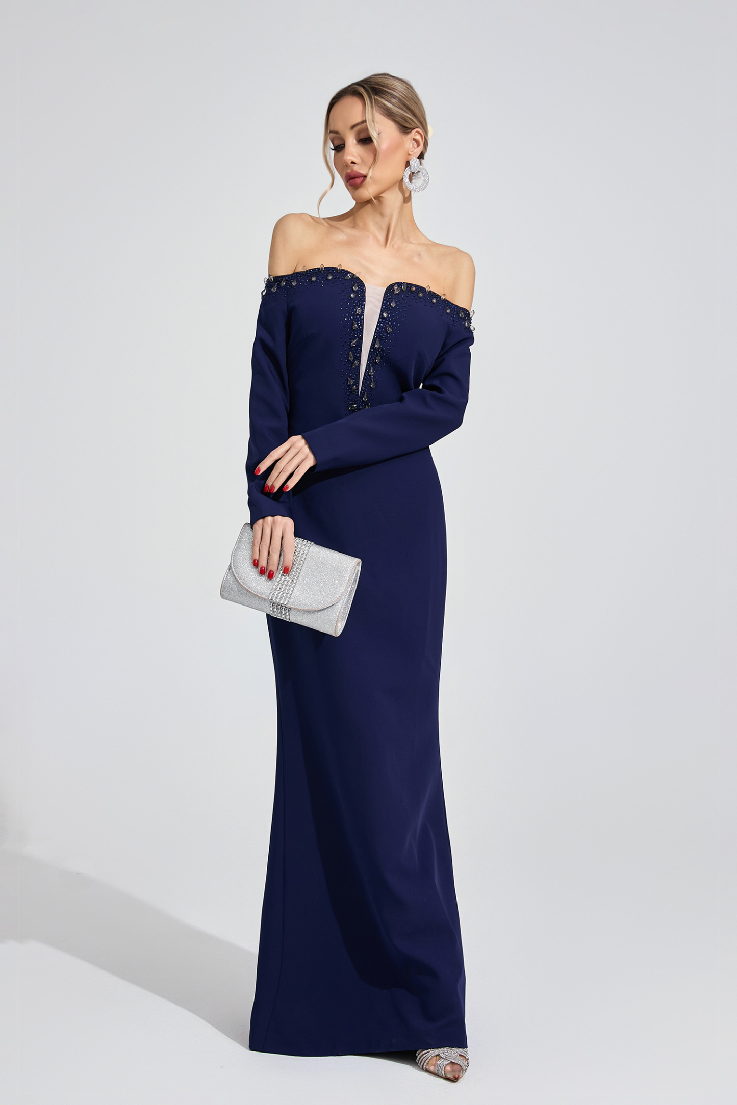 Mist Dark Blue Diamond Maxi Dress