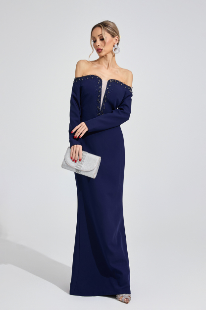Mist Dark Blue Diamond Maxi Dress