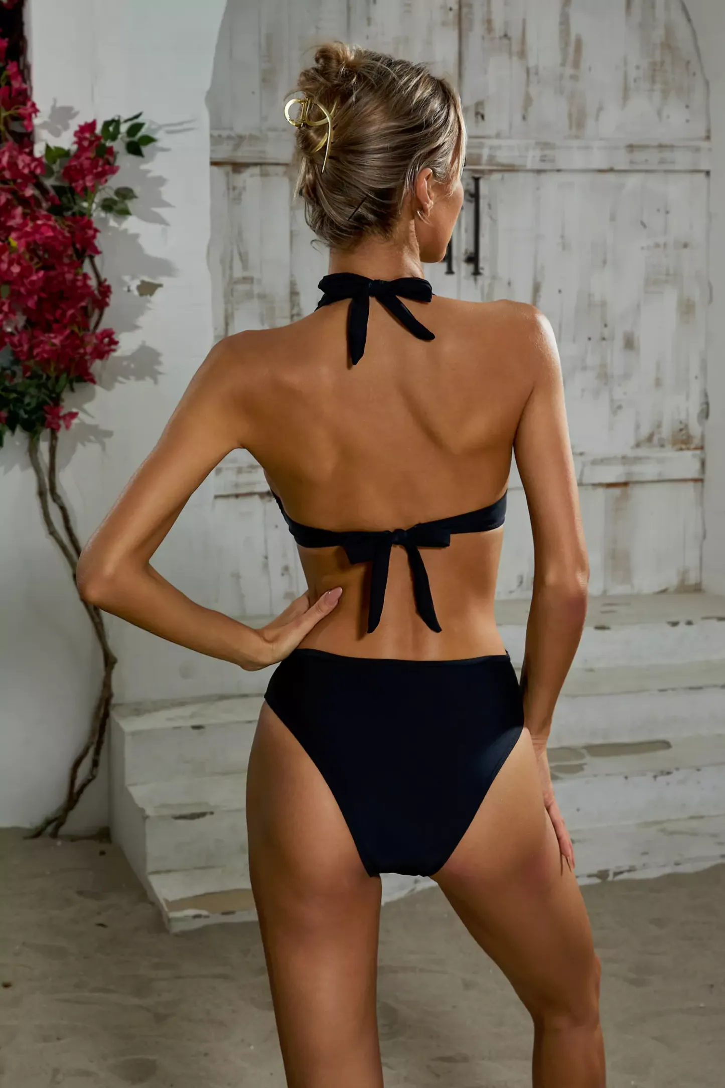Sidney Black Halter Mesh One Piece Swimwear