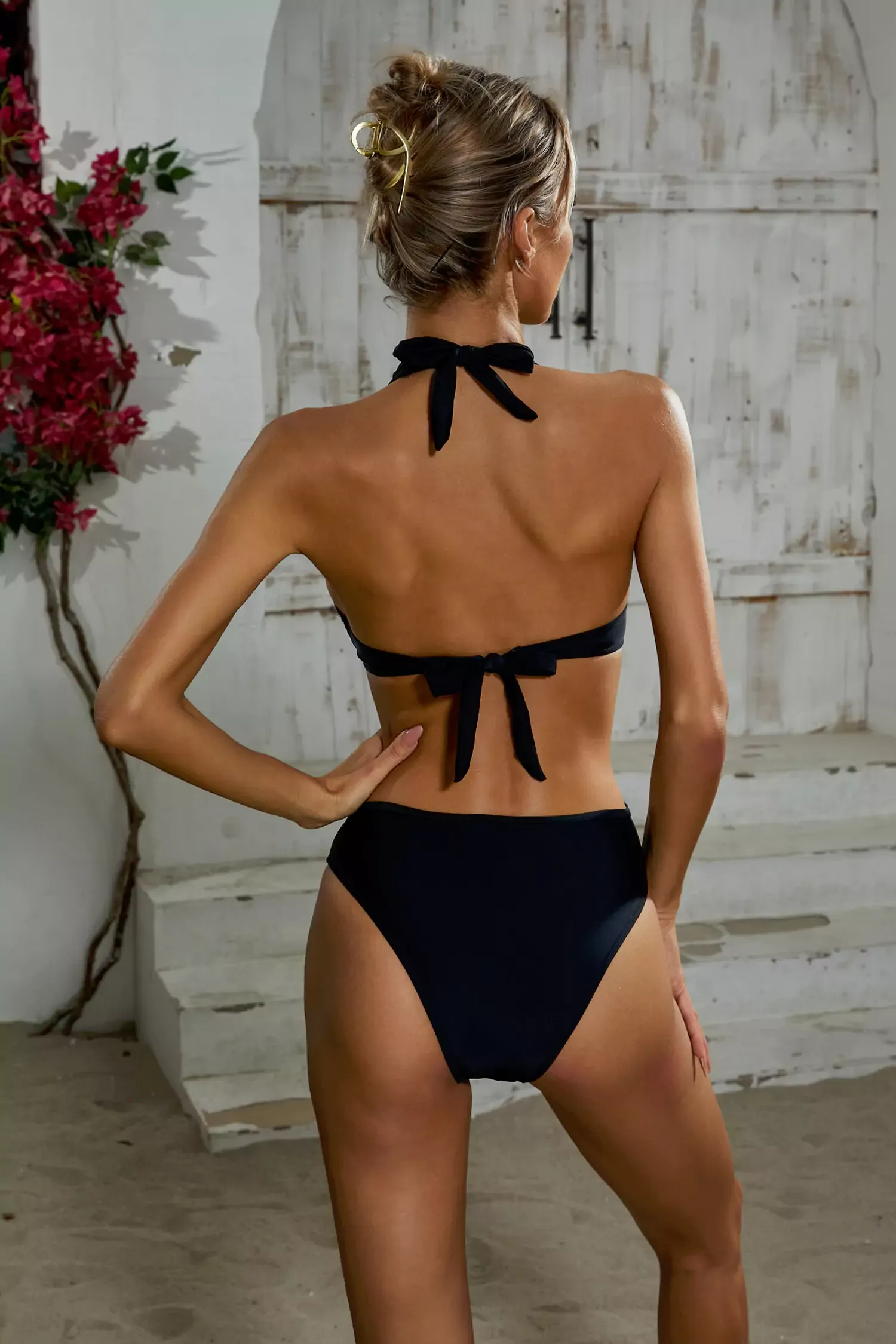 Sidney Black Halter Mesh One Piece Swimwear