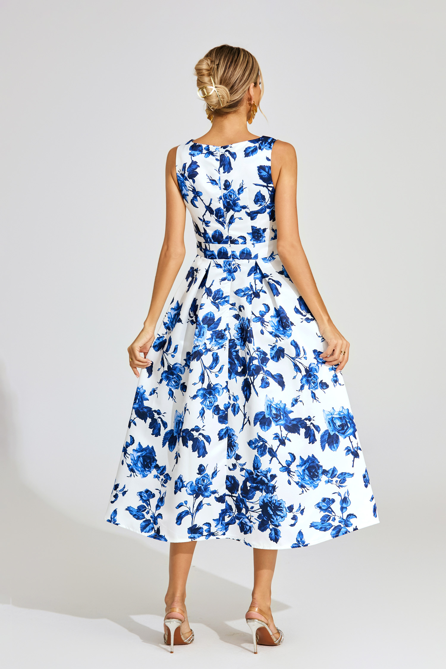 Stacey Blue Floral Midi Dress