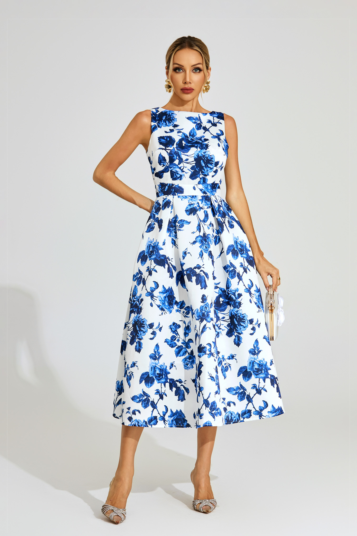 Stacey Blue Floral Midi Dress