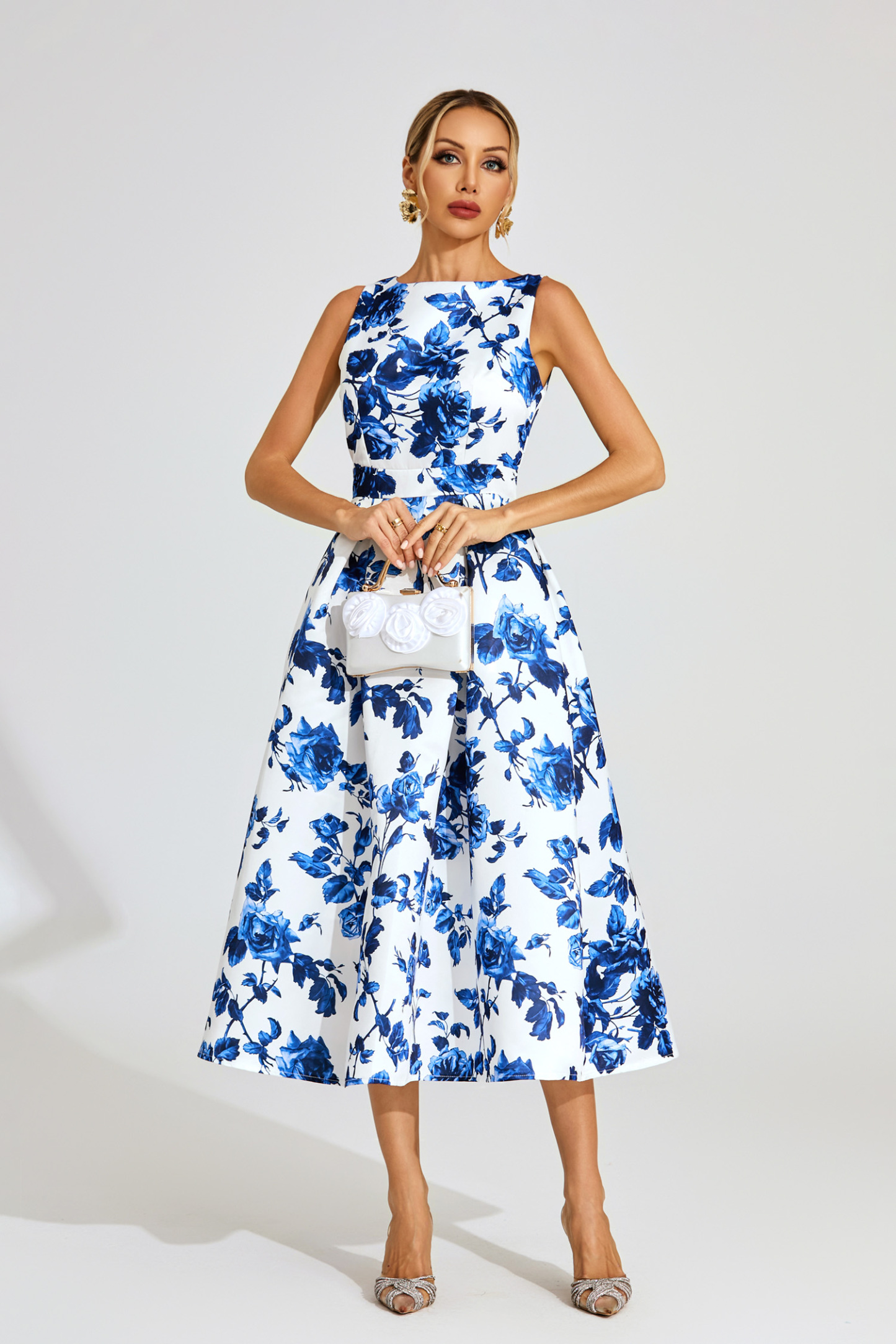 Stacey Blue Floral Midi Dress