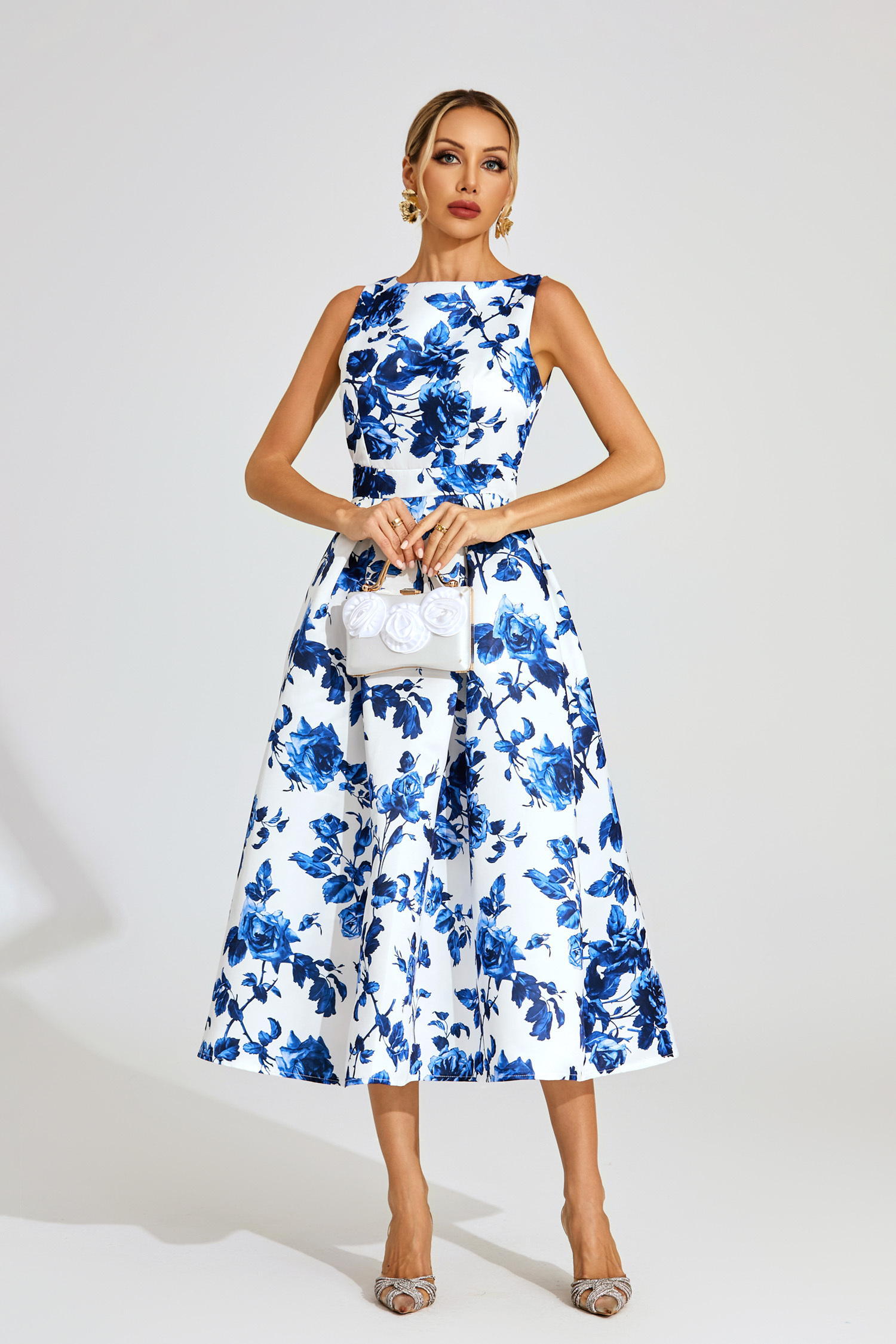 Stacey Blue Floral Midi Dress