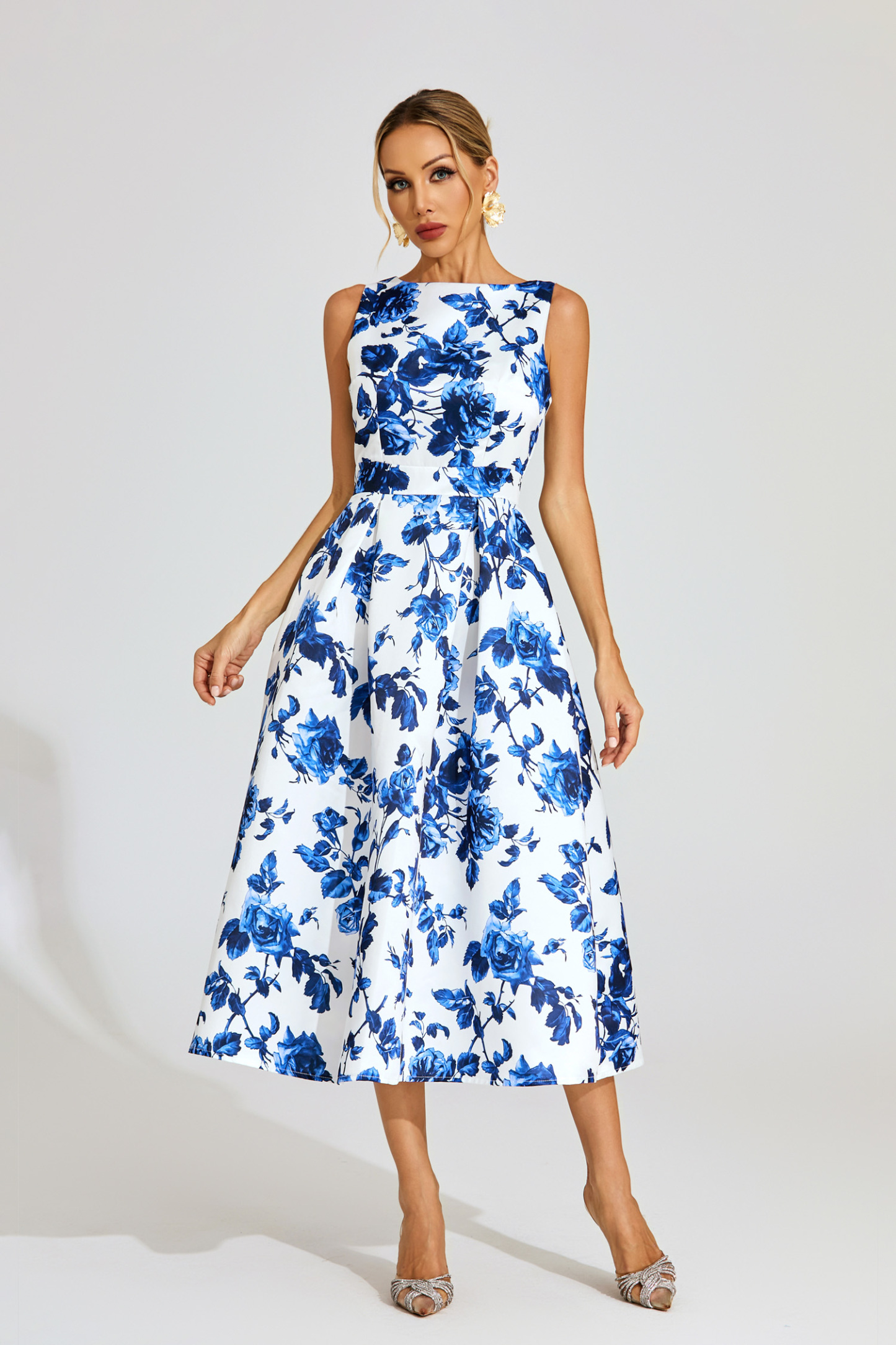 Stacey Blue Floral Midi Dress