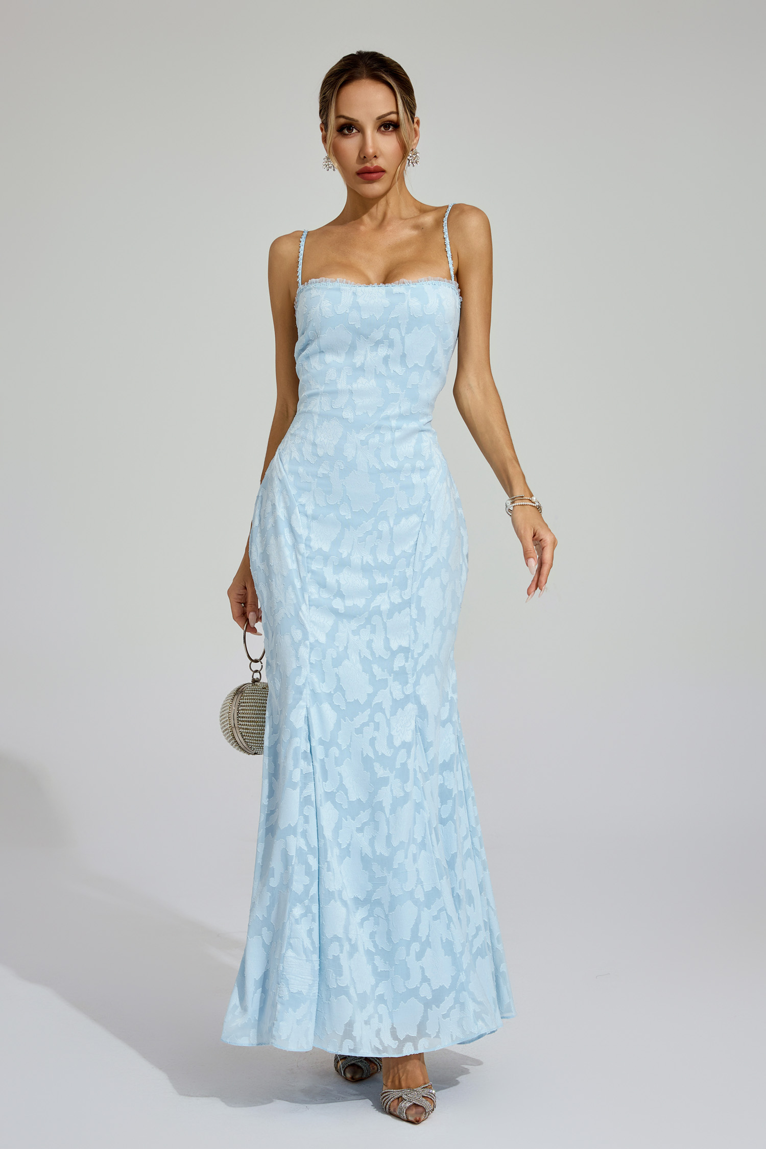 Keith Blue Backless Vacation Maxi Dress