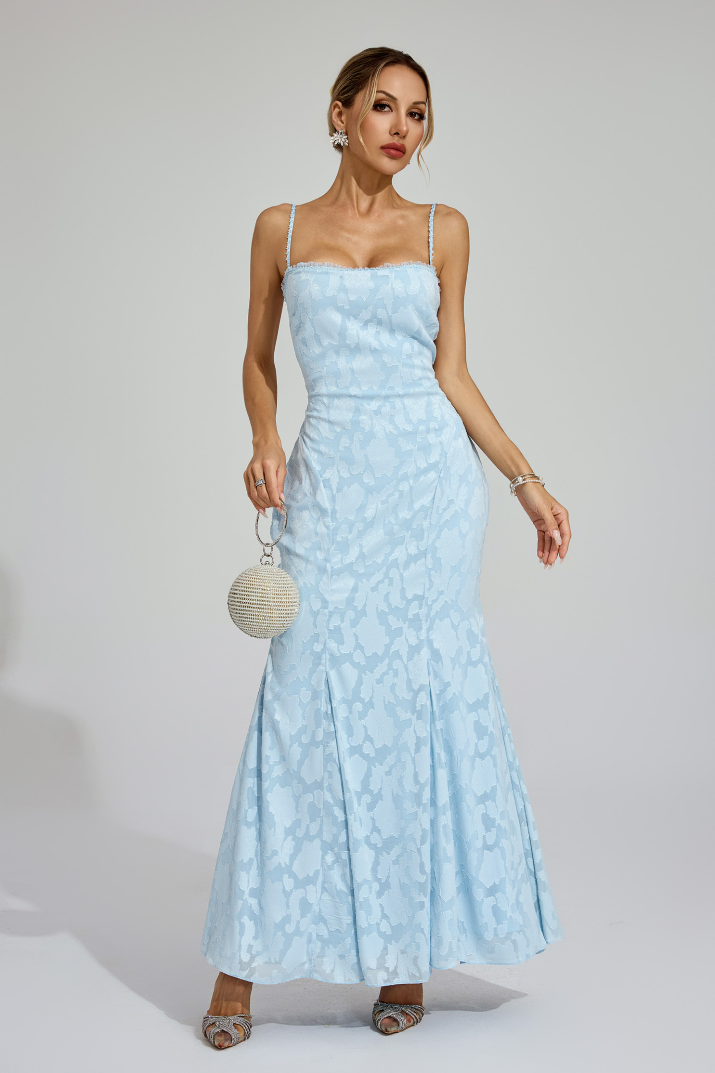 Keith Blue Backless Vacation Maxi Dress