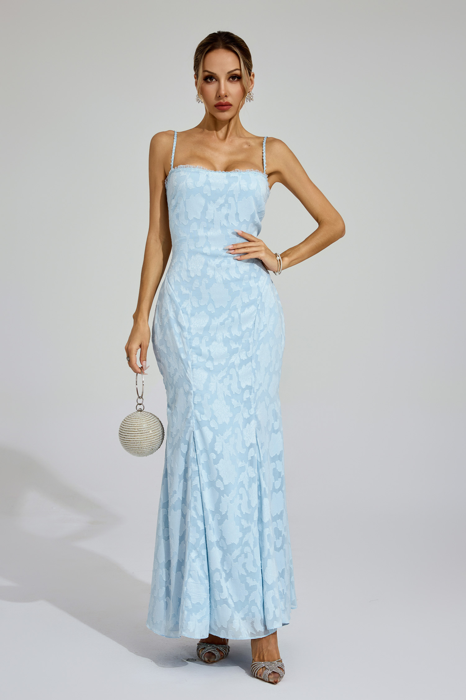 Keith Blue Backless Vacation Maxi Dress