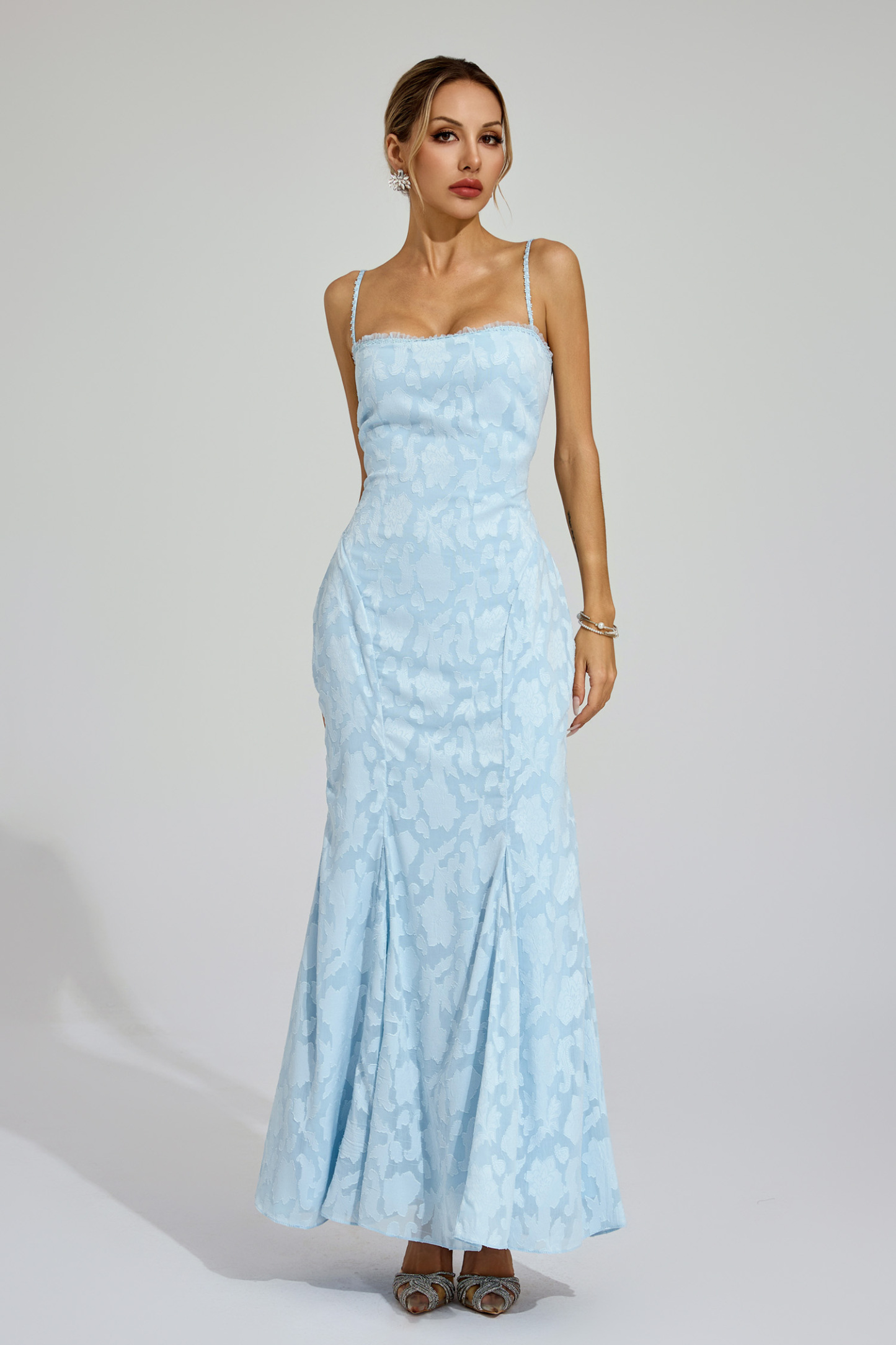Keith Blue Backless Vacation Maxi Dress