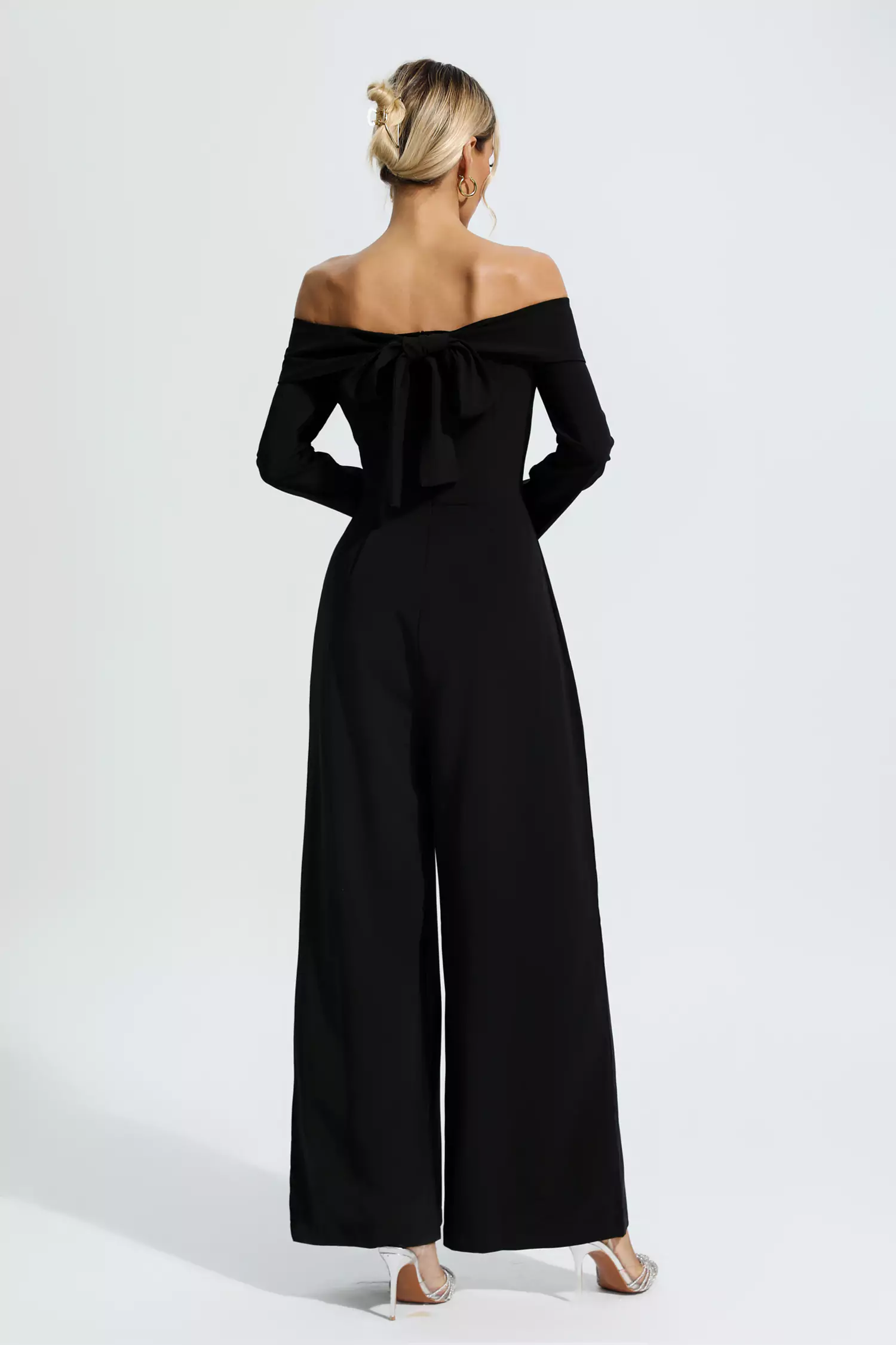 Aries Black Off Shoulder Drape Jumpsuit