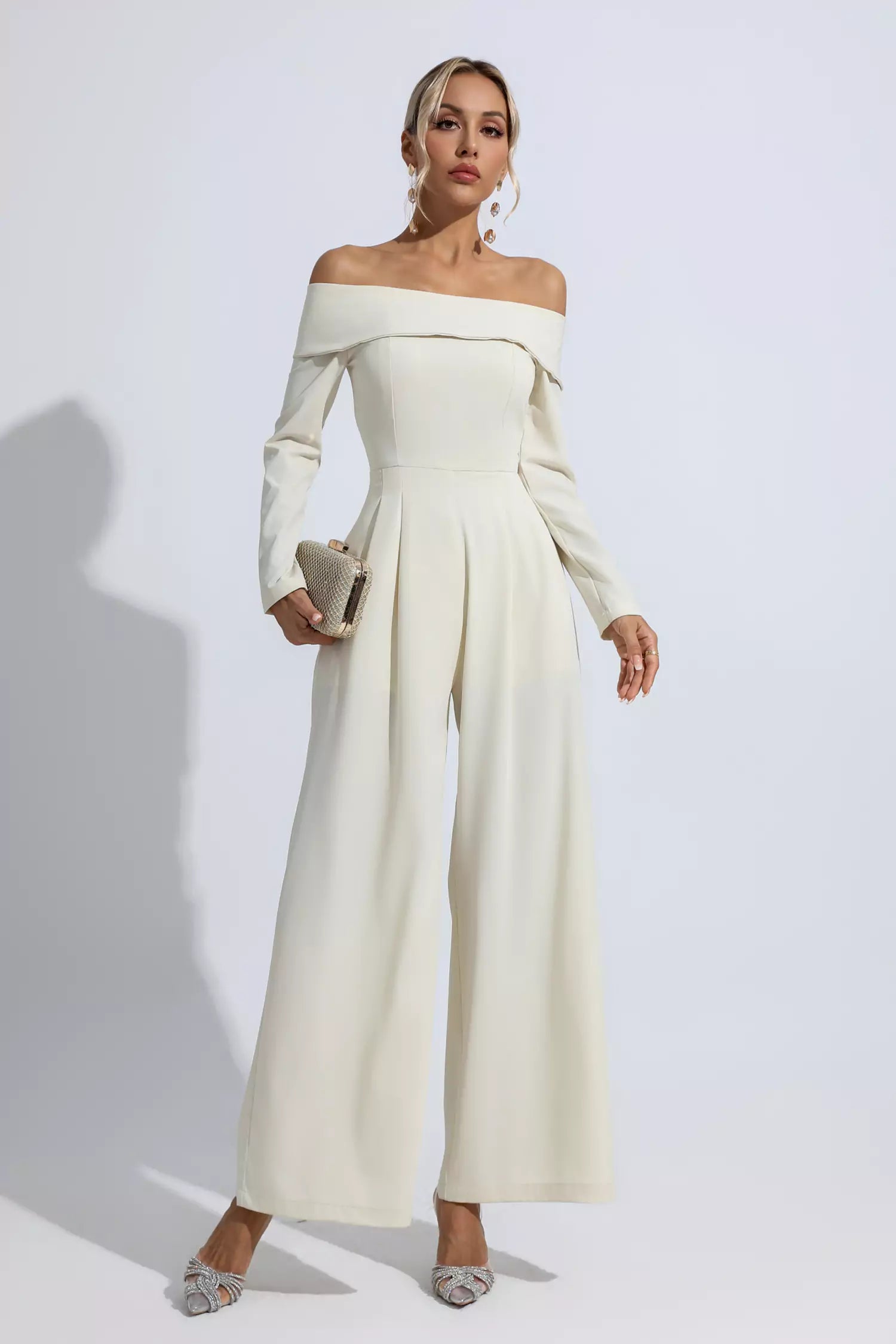 Aries Apricot Off Shoulder Drape Jumpsuit