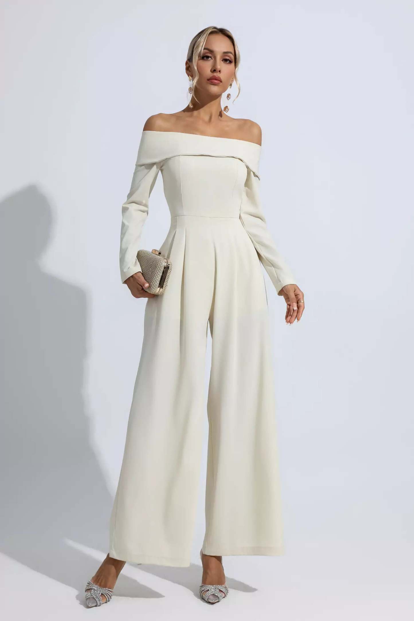 Aries Apricot Off Shoulder Drape Jumpsuit