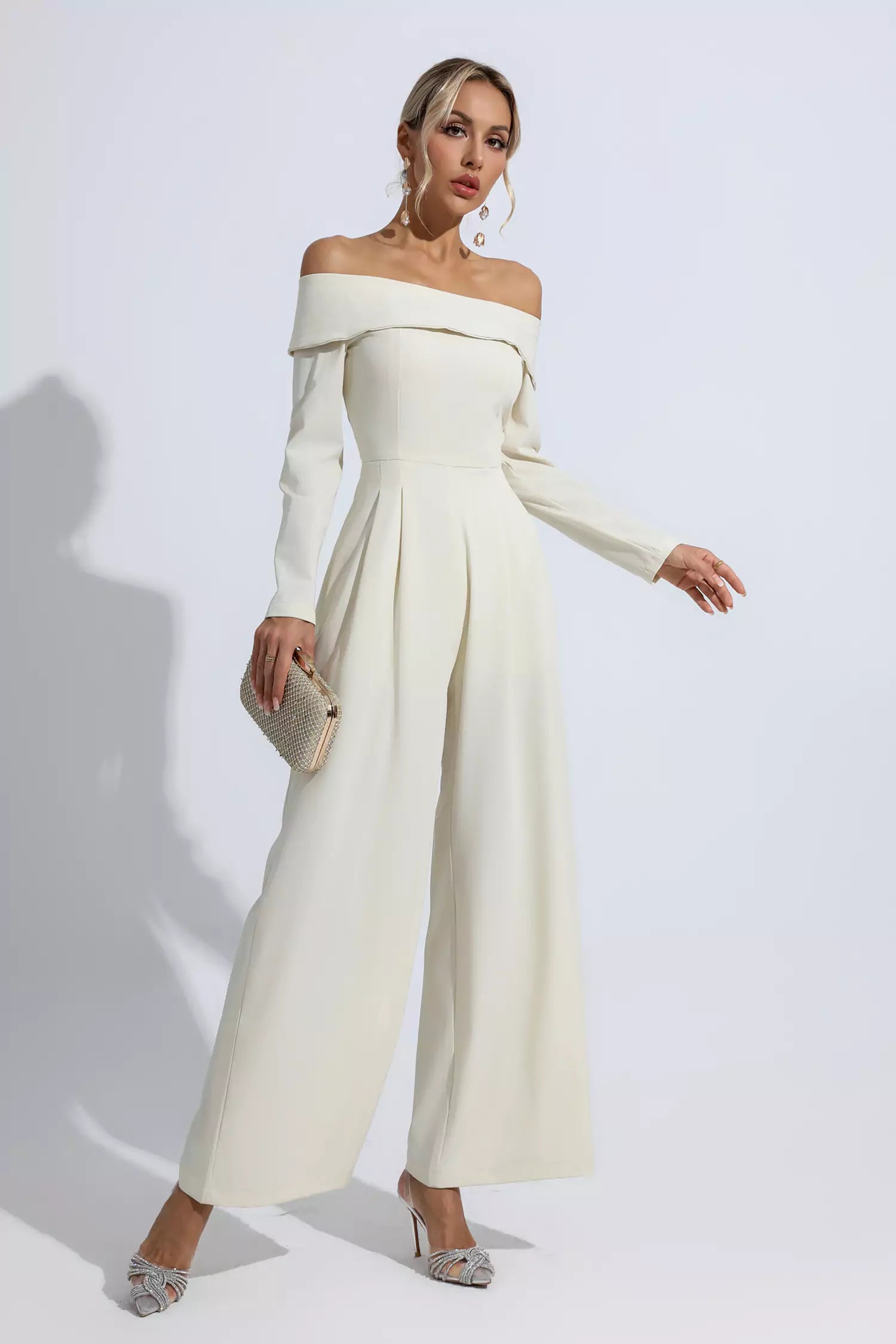 Aries Apricot Off Shoulder Drape Jumpsuit