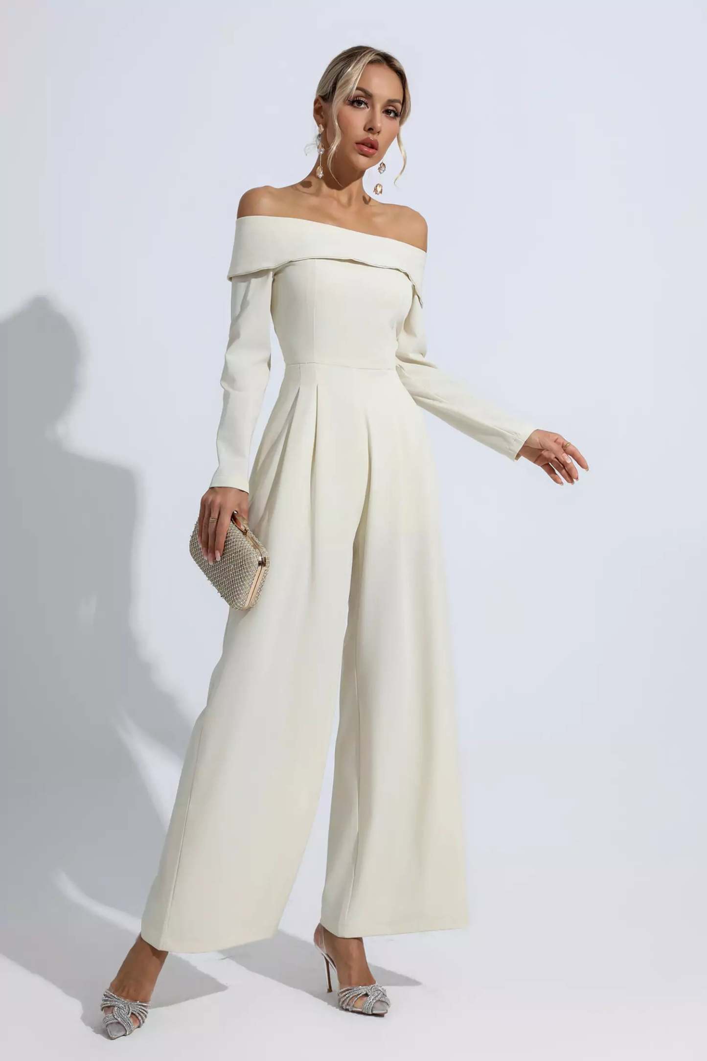 Aries Apricot Off Shoulder Drape Jumpsuit
