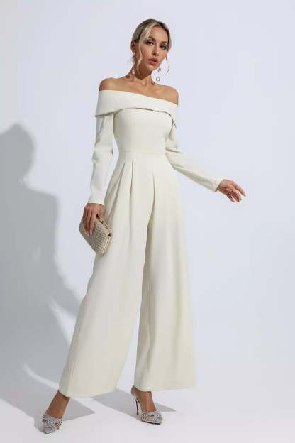 Aries Apricot Off Shoulder Drape Jumpsuit