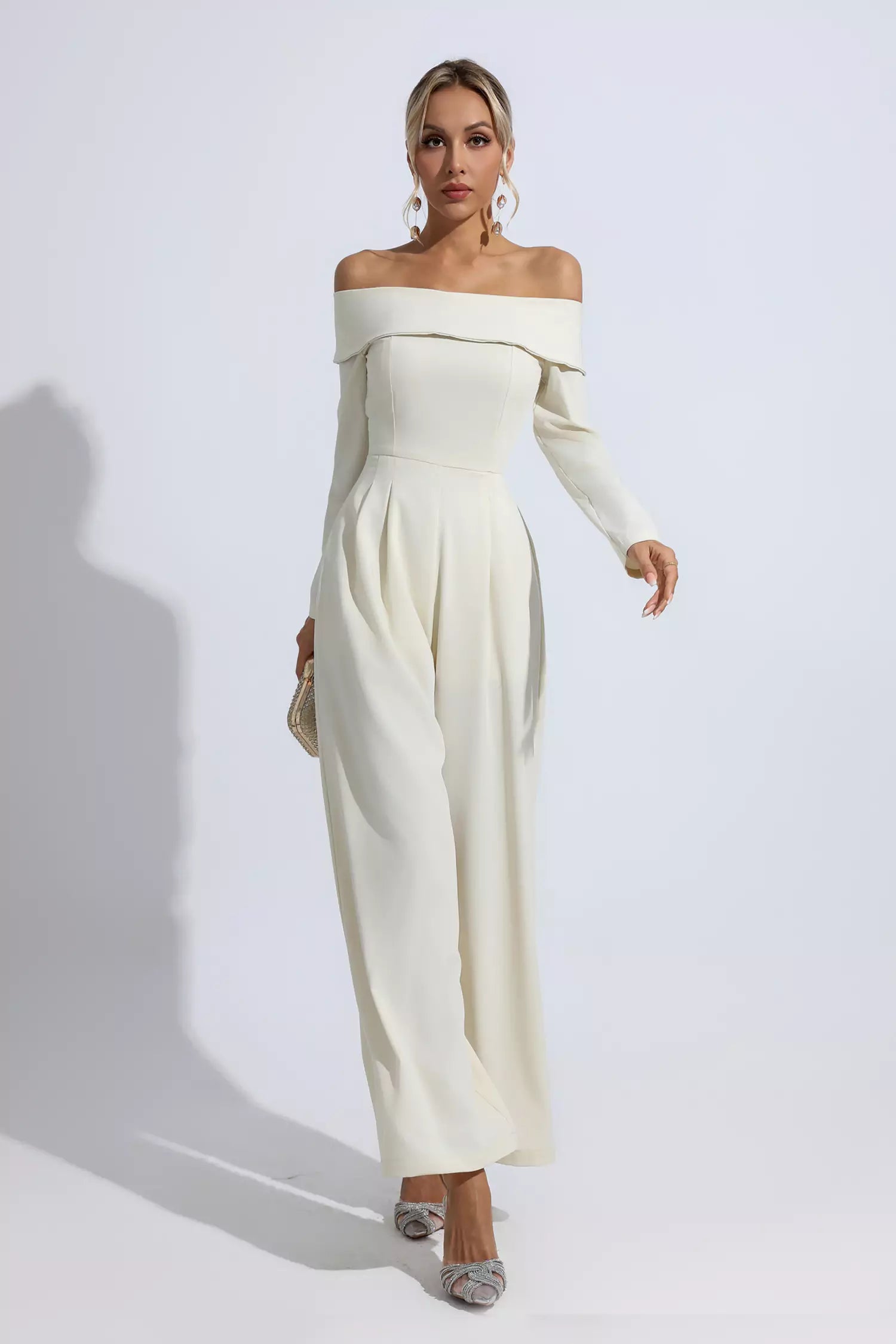 Aries Apricot Off Shoulder Drape Jumpsuit