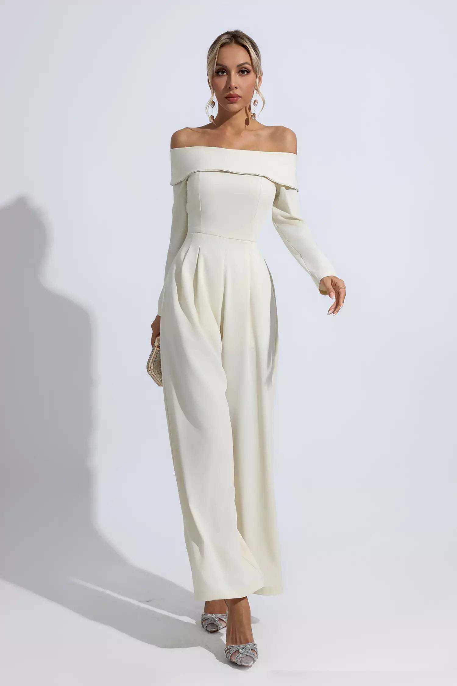 Aries Apricot Off Shoulder Drape Jumpsuit