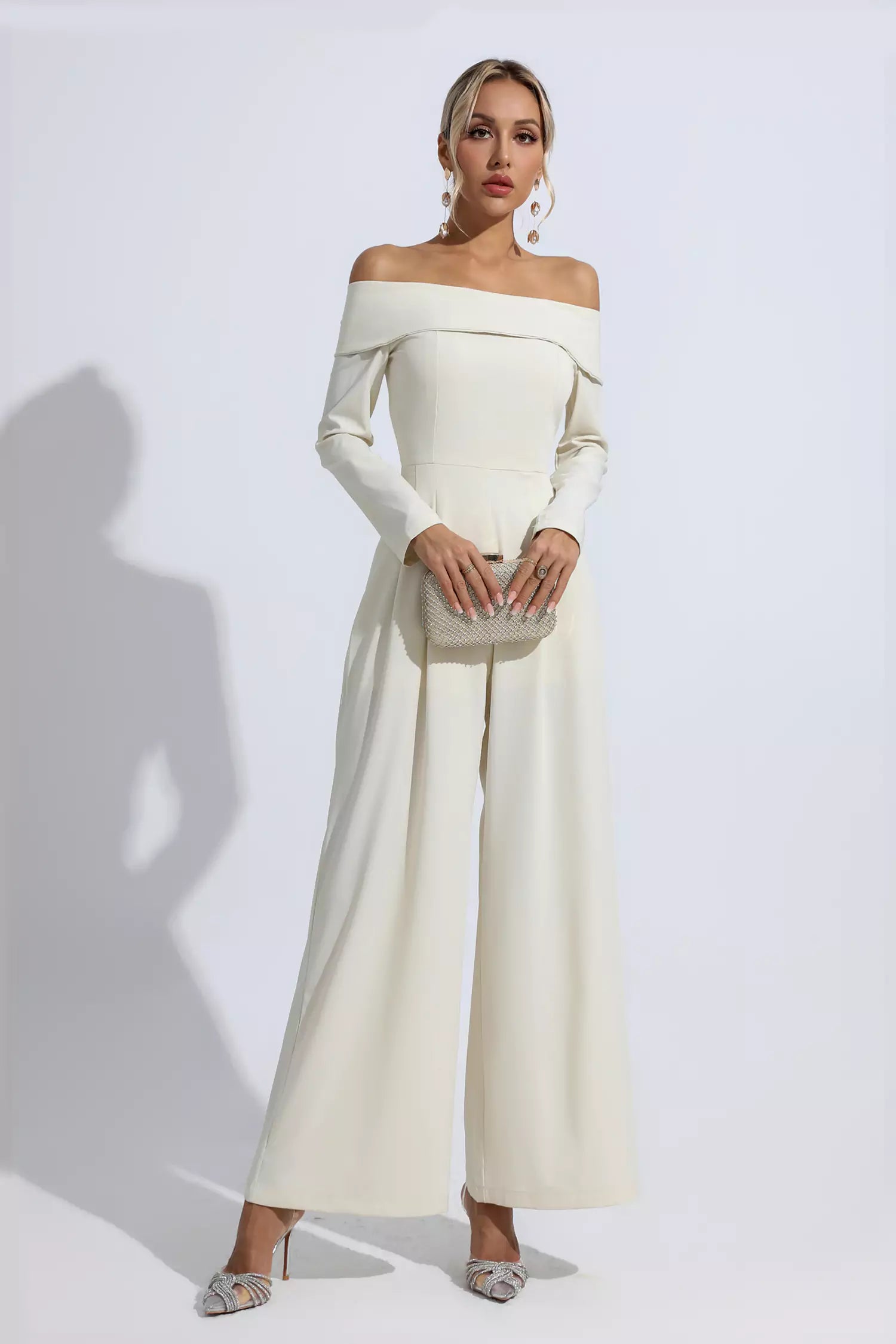 Aries Apricot Off Shoulder Drape Jumpsuit