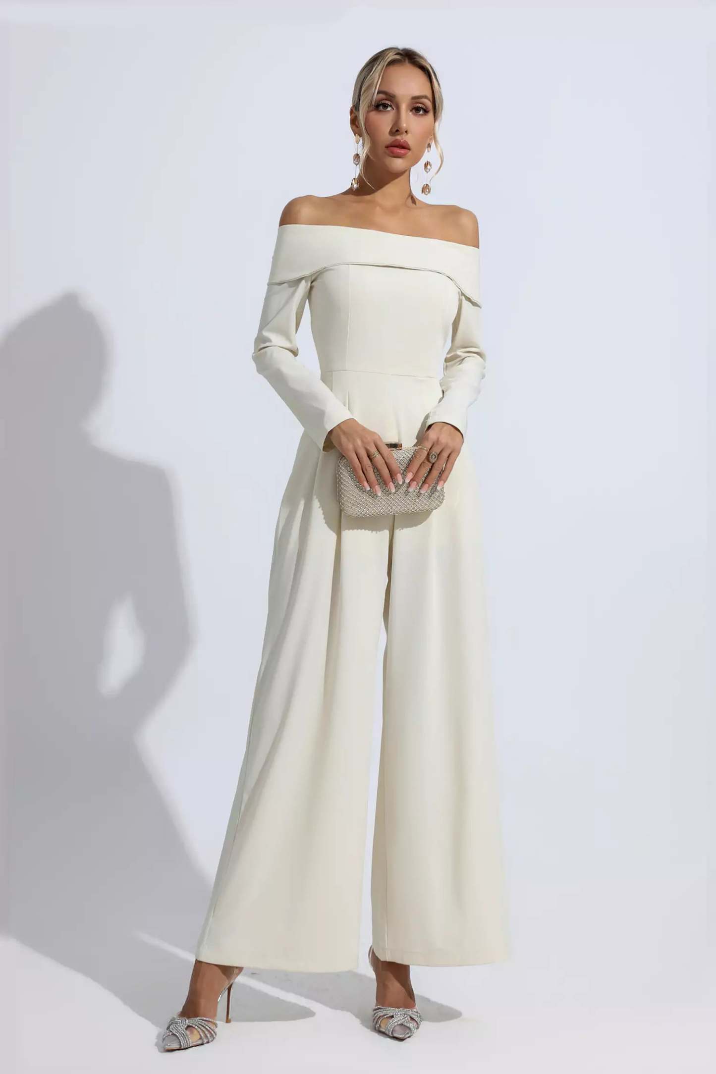 Aries Apricot Off Shoulder Drape Jumpsuit